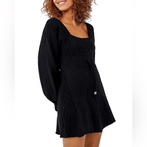 NWT Free People Emmaline Mini Sweater Dress Black Size XS - Picture 3 of 10